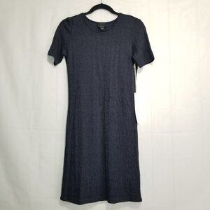 Lumiere knit sheath dress charcoal size M shimmer stretch fully lined  bodycon